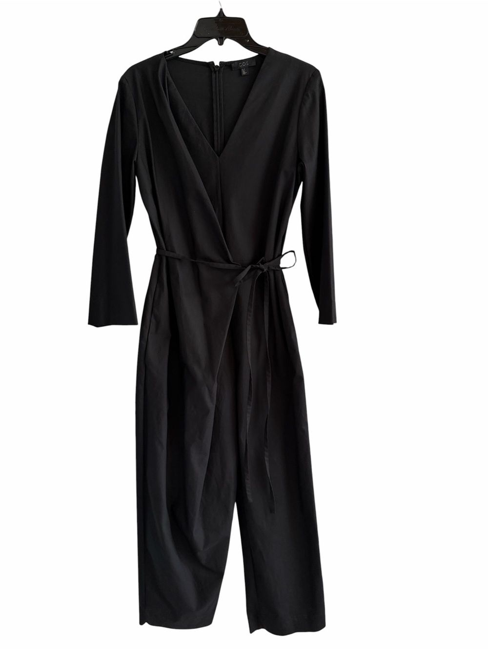 COS Black Wrap-Style Long-Sleeve Jumpsuit size 8